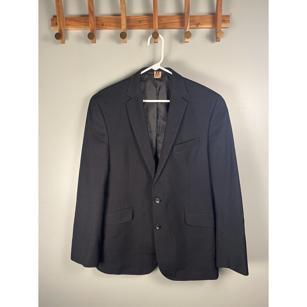 Kenneth Cole Reaction Black Solid Tuxedo Suit Jacket 42R Regular Fit 2-Button